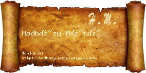 Hadházy Máté névjegykártya